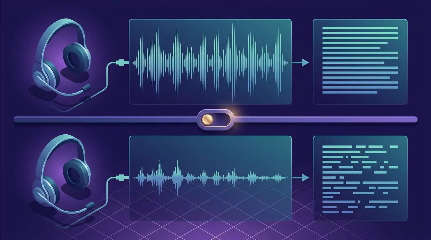 Two lanes comparing headset audio profiles and their effect on voice recognition accuracy