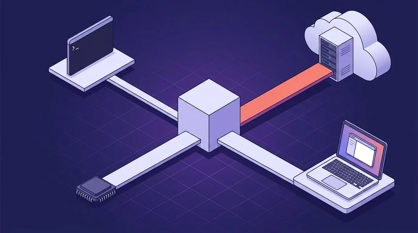 Diagram of four delivery routes from one Whisper model file to terminal, chip, cloud server and desktop app