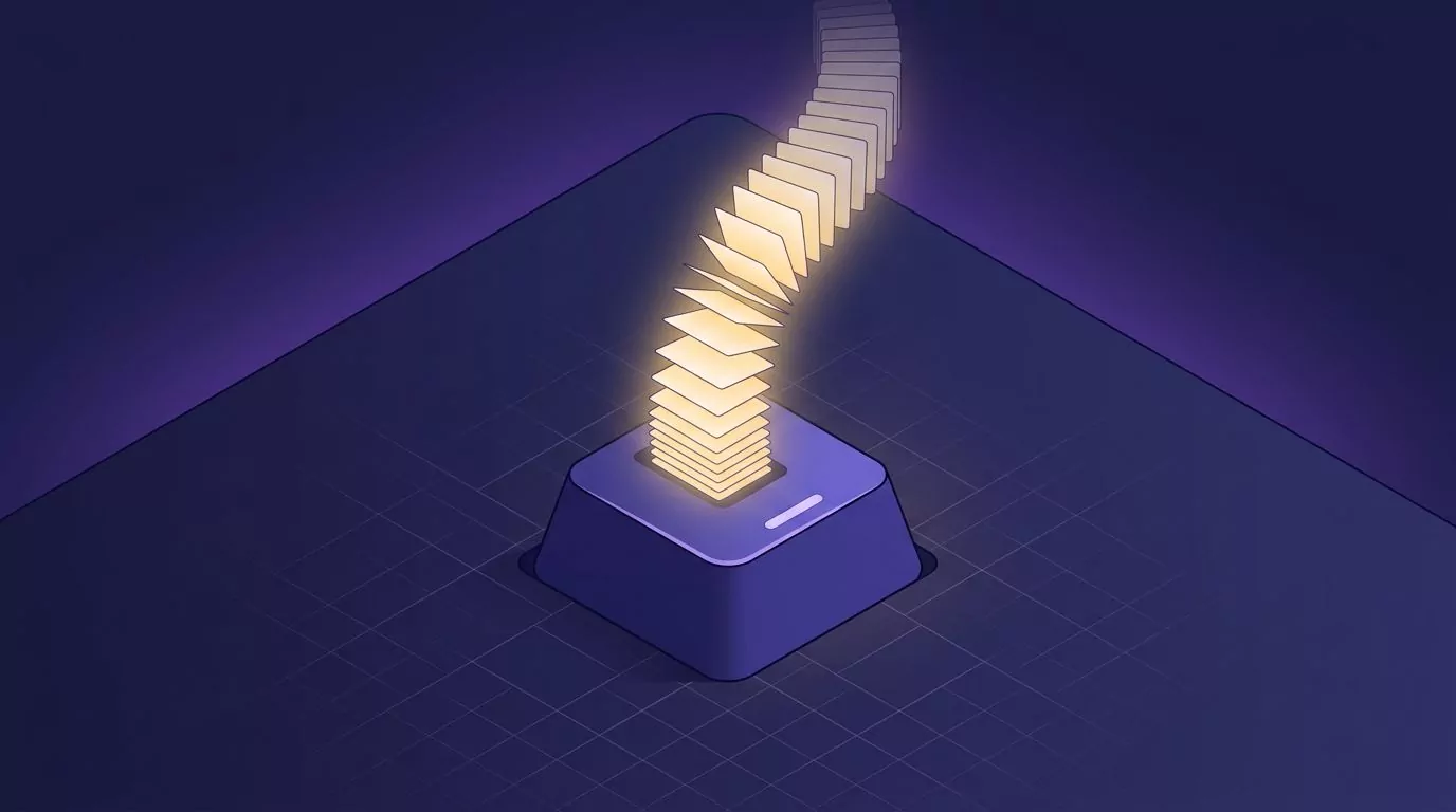 Aqua voice alternative concept: a held keyboard key with saved dictation notes rising from it